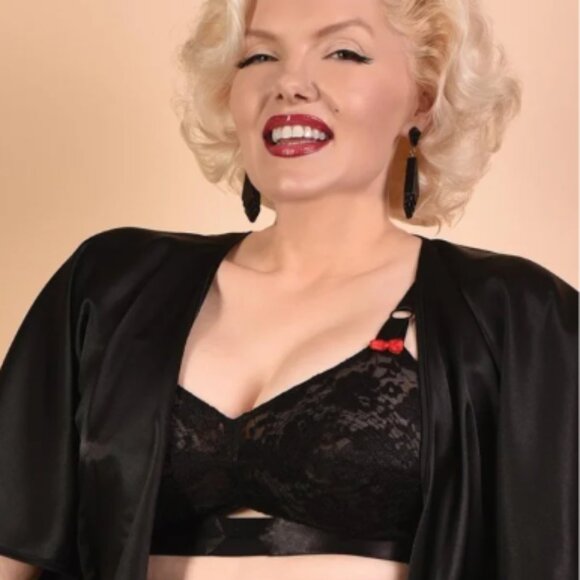 EUC What Katie Did 50s Lulu Noir Black lace Bullet Bra 32B - Picture 4 of 9